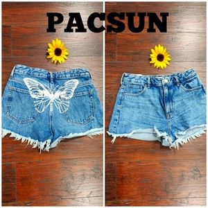 PACSUN BUTTERFLY HIGH RISE DENIM SHORTS 🦋
